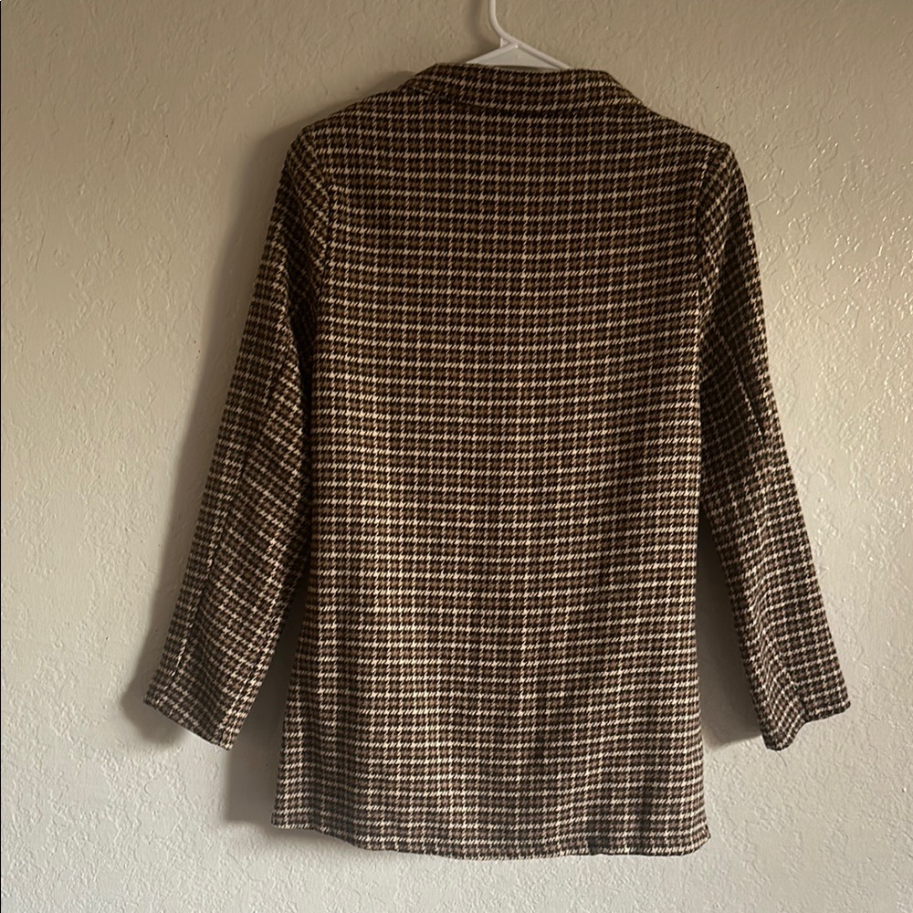 Shein Sz S Brown Houndstooth Double-Breasted Women's Jacket View 4